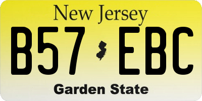 NJ license plate B57EBC