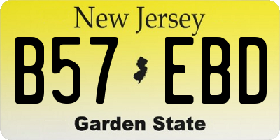 NJ license plate B57EBD