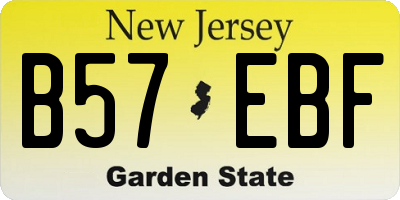 NJ license plate B57EBF