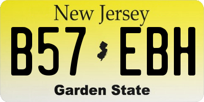 NJ license plate B57EBH