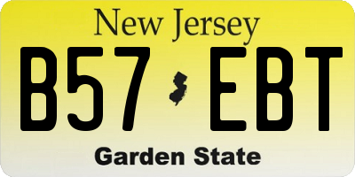 NJ license plate B57EBT