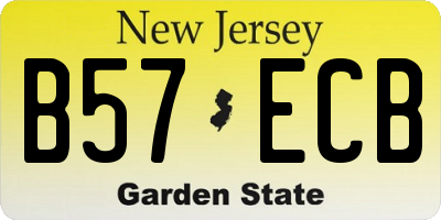 NJ license plate B57ECB