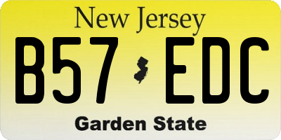 NJ license plate B57EDC
