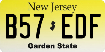 NJ license plate B57EDF