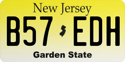 NJ license plate B57EDH