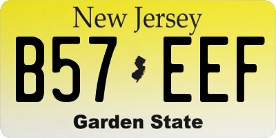 NJ license plate B57EEF