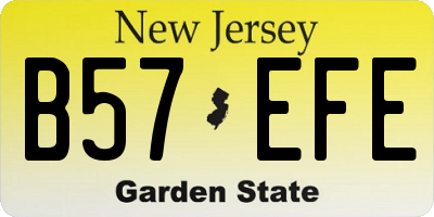 NJ license plate B57EFE