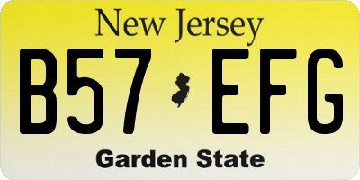 NJ license plate B57EFG