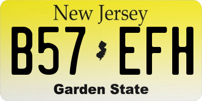 NJ license plate B57EFH