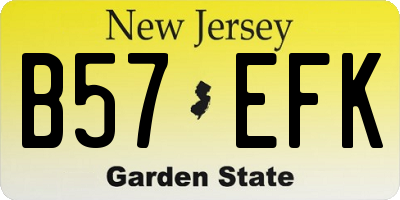 NJ license plate B57EFK