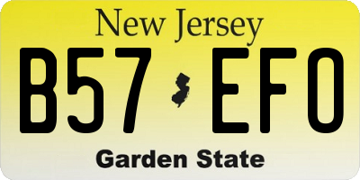 NJ license plate B57EFO