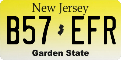 NJ license plate B57EFR