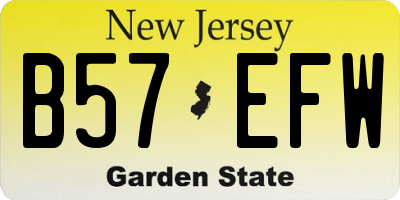 NJ license plate B57EFW