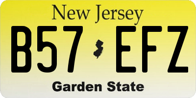 NJ license plate B57EFZ