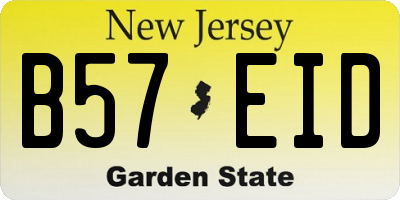 NJ license plate B57EID