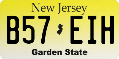NJ license plate B57EIH