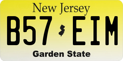 NJ license plate B57EIM