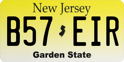 NJ license plate B57EIR