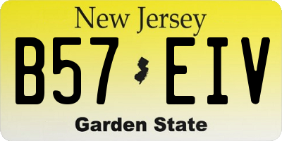 NJ license plate B57EIV