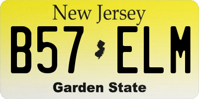 NJ license plate B57ELM
