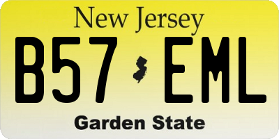 NJ license plate B57EML