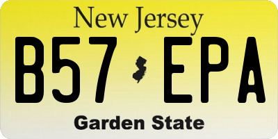 NJ license plate B57EPA