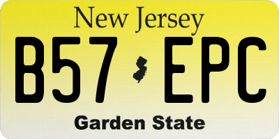 NJ license plate B57EPC