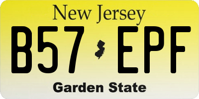 NJ license plate B57EPF