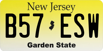 NJ license plate B57ESW