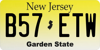 NJ license plate B57ETW