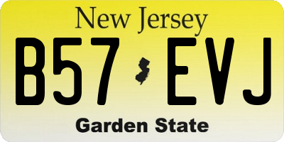 NJ license plate B57EVJ
