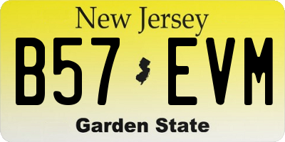 NJ license plate B57EVM