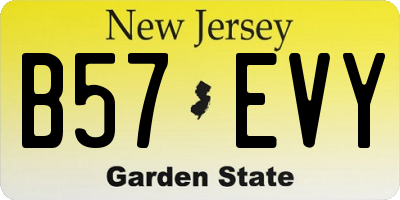 NJ license plate B57EVY
