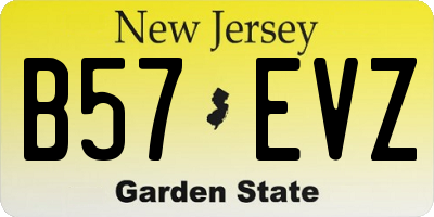 NJ license plate B57EVZ
