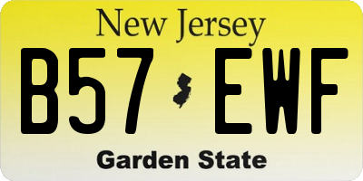 NJ license plate B57EWF