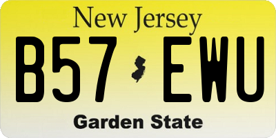 NJ license plate B57EWU