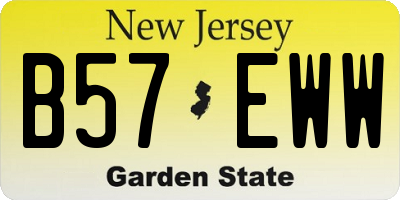 NJ license plate B57EWW