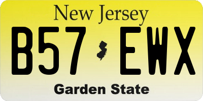 NJ license plate B57EWX