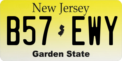 NJ license plate B57EWY