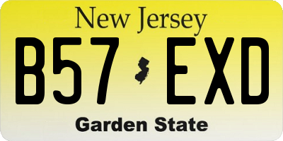 NJ license plate B57EXD