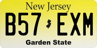NJ license plate B57EXM
