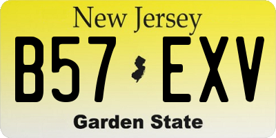 NJ license plate B57EXV