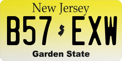 NJ license plate B57EXW