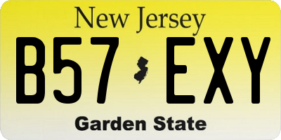 NJ license plate B57EXY