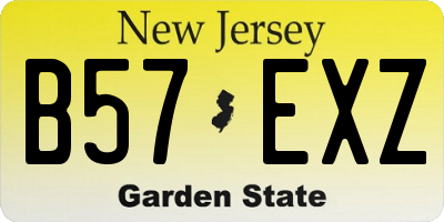 NJ license plate B57EXZ