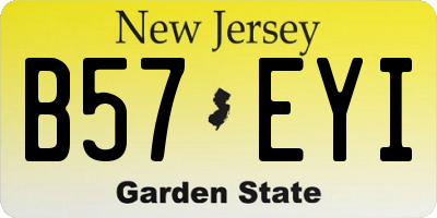 NJ license plate B57EYI