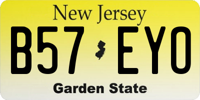NJ license plate B57EYO