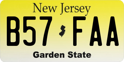 NJ license plate B57FAA