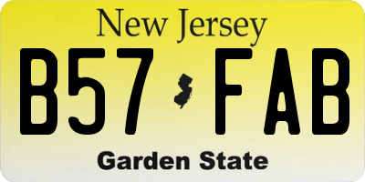 NJ license plate B57FAB