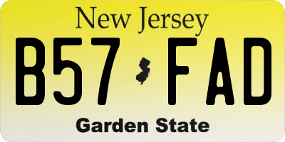 NJ license plate B57FAD